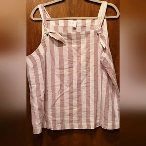 NEW Lauren Conrad Creme & Beige Striped Blouse, Size XL